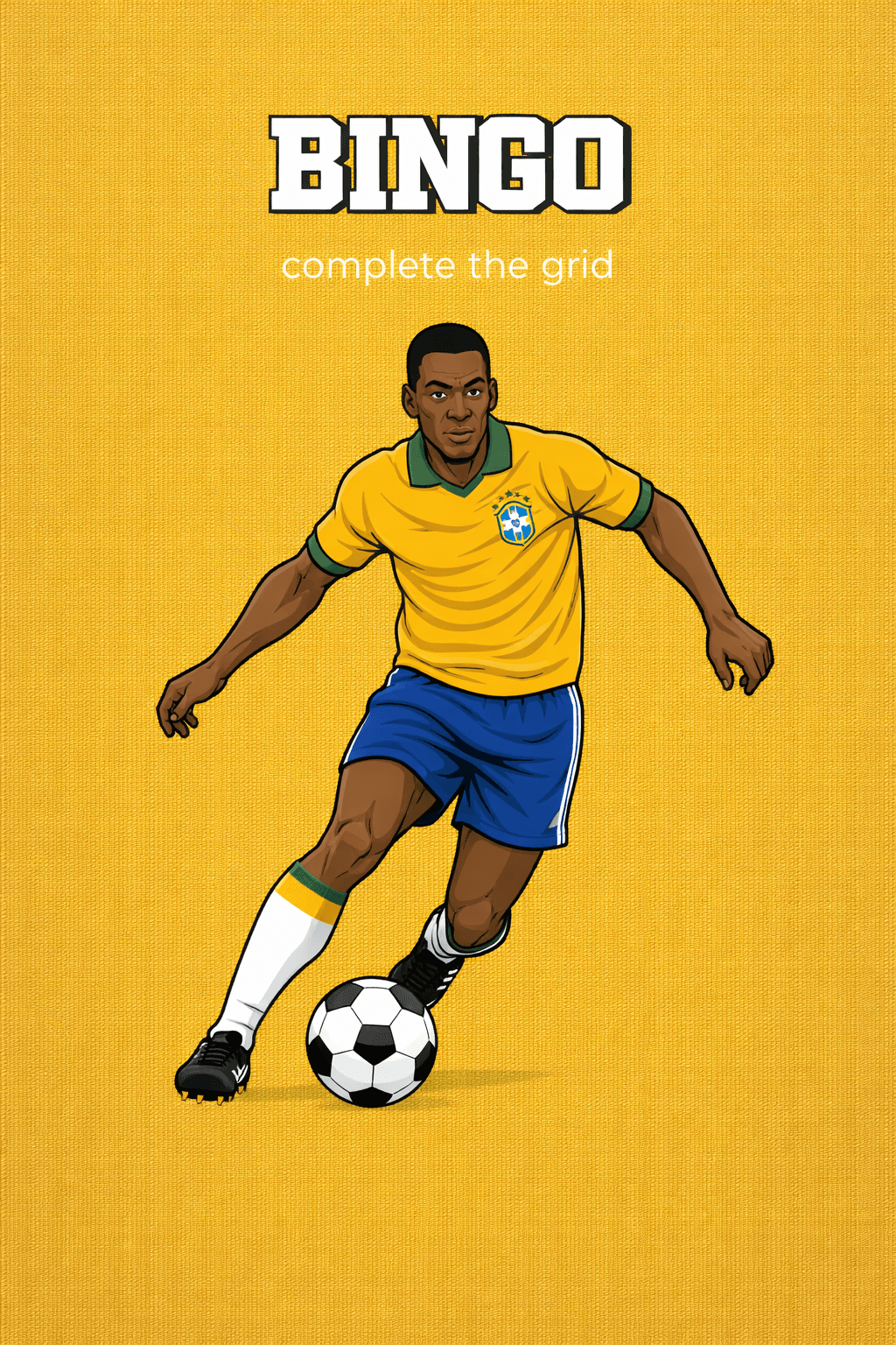 Bingo menu art featuring Pele
