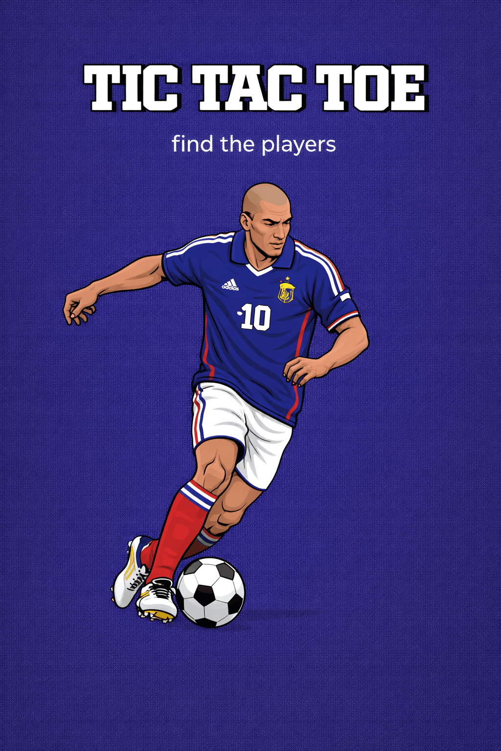 Tic Tac Toe menu art featuring Zinedine Zidane